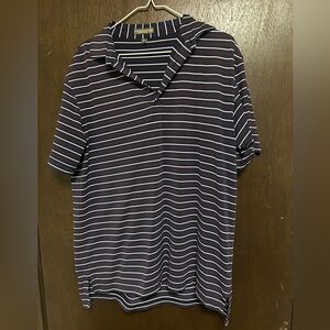 Peter Millar Men's Polo Shirt - Navy and White Stripes